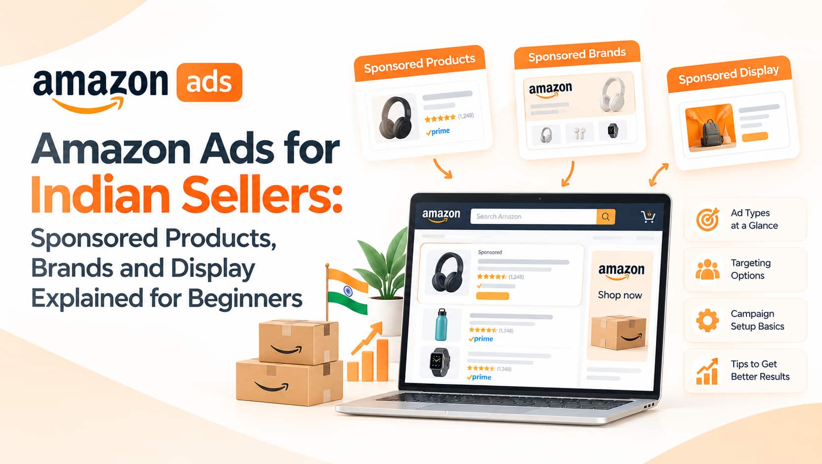 Amazon Ads for Indian Sellers: Sponsored Products, Brands and Display Explained for Beginners