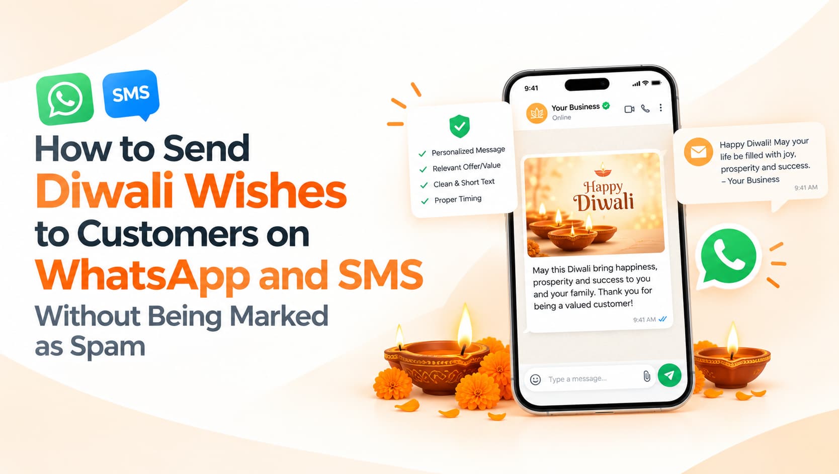How to Send Diwali Wishes to Customers on WhatsApp and SMS Without Being Marked as Spam