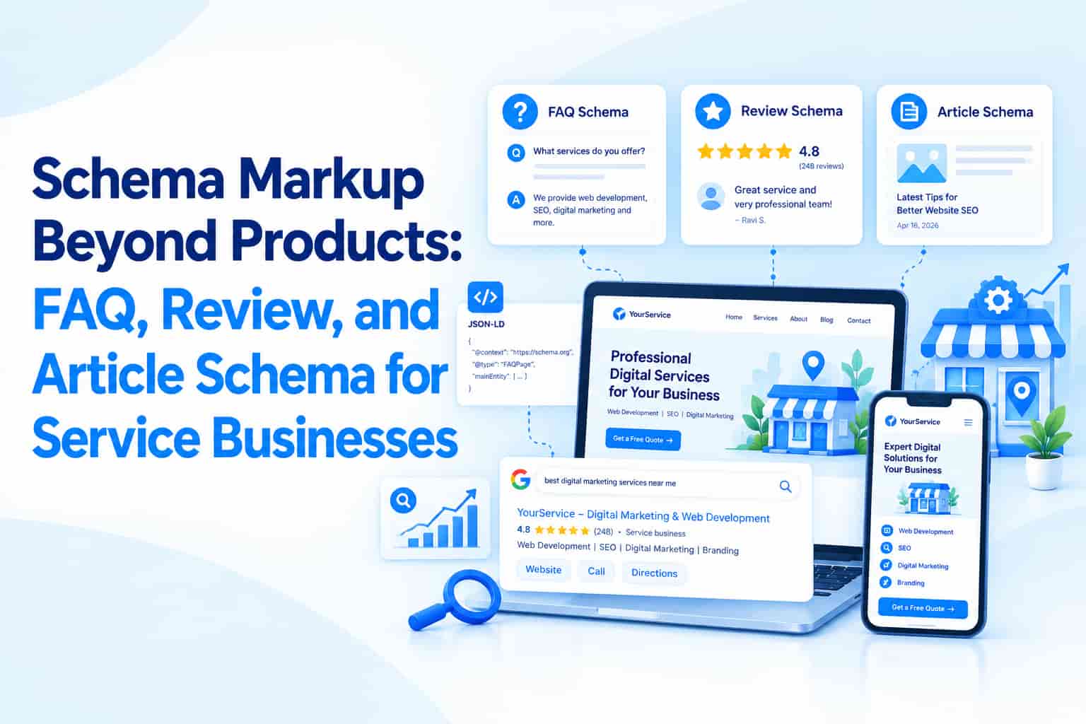 Schema Markup Beyond Products: FAQ, Review, and Article Schema for Service Businesses
