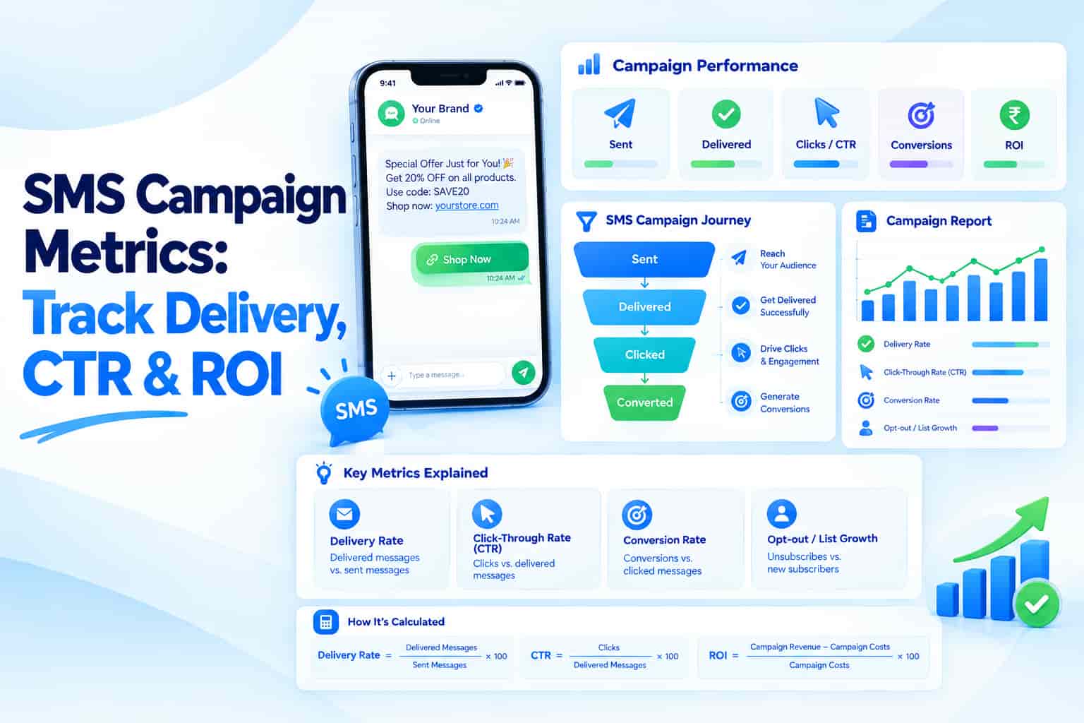 SMS Campaign Metrics: Track Delivery, CTR & ROI