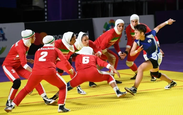Women's kabaddi match between Iran and South Korea - 2018 Asian Games, Jakarta