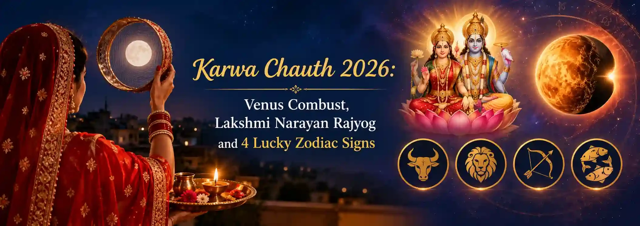 Karwa Chauth 2026: Venus Combust, Lakshmi Narayan Rajyog and 4 Lucky Zodiac Signs